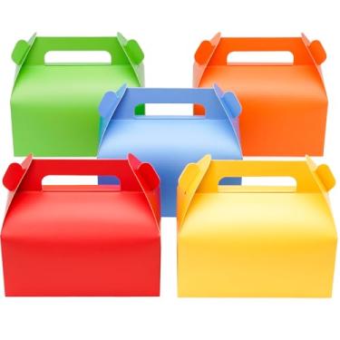 Imagem de UnicoPak Pacote com 30 caixas coloridas de guloseimas de arco-íris para lembrancinhas de festa para doces, brinquedos de biscoito para aniversário, festa, eventos especiais, 16,5 x 8,5 x 8,5 cm