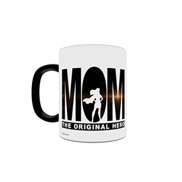 Imagem de Dia das Mães – Mom The Original Hero – Super-herói – Uma caneca de cerâmica sensível ao calor com mudança de cor de 325 ml – Imagem revelada quando um líquido quente é adicionado!