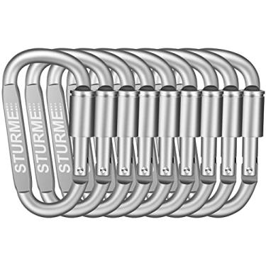 Imagem de Conjunto de mosquetões de alumínio com clipe de mosquetão resistente e leve com trava em D para acampamento ao ar livre, parafusos, ganchos para portão, mola, design aprimorado (pacote com 9), Cinza, 3"