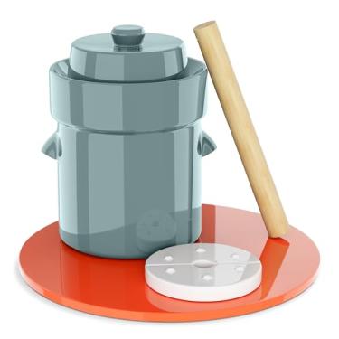 Imagem de Humble House Panela de fermentação 1/2 galão Chucrute de rocha de chucrute com tampa Pesos e Libra - Kit de panela de fermentação de cerâmica verde para decapagem de repolho Kimchi Legumes 2 litros de