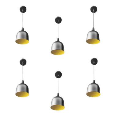 Imagem de Kit 6 Luminária Pendente Gota Com Interior Amarelo Com Fiação 110/220v