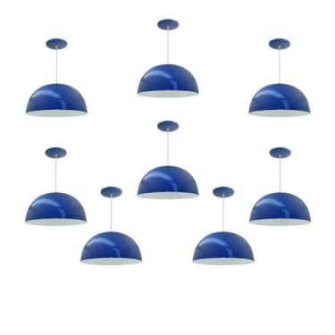 Imagem de Kit 8 Luminária Pendente Meia Lua 24cm Com Interior Branco Brilho Fiaç