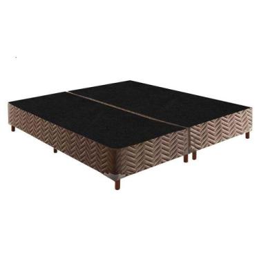 Imagem de Cama Box Base King Sommier Rústico Bordado Brown (193x203x20) - Paropa