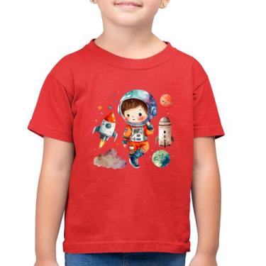 Imagem de Camiseta Algodão Infantil Astronauta Criança e Foguetes - Foca na Moda