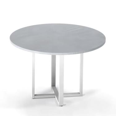 Imagem de Mesa de Reunião Redonda Tubular P25 Pandin 1,10 M Cinza e Branco