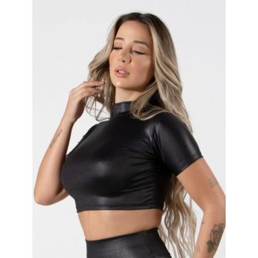 Imagem de Cropped Top Cirrê Liso Básico Feminino material sintético Casual RLC M