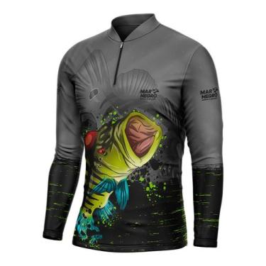 Imagem de Camiseta Pesca Camisa Masculina Combate Brasil Camuflada Peixe  Proteç