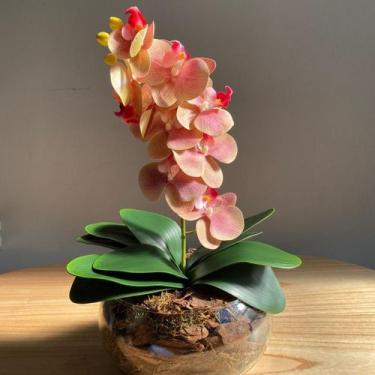 Imagem de Arranjo Centro De Mesa Orquídea Rosa Artificial Vaso Grande - Decore F