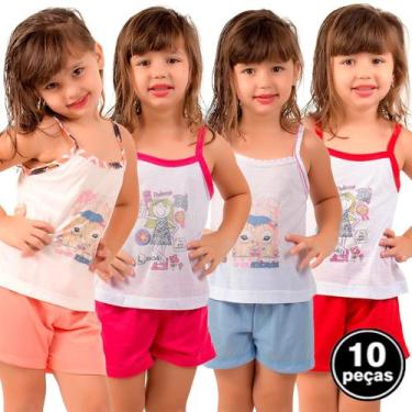 Imagem de Kit 10 Pijamas Infantil Curto Vekyo Modas Menina Roupa de Criança Shor