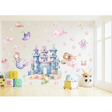 Imagem de Adesivo Parede Sereias Castelo Fundo do Mar Vida Marinha - Colakoala A