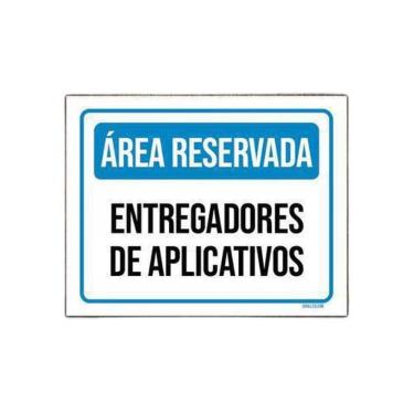 Imagem de Placa Área Reservada Entregadores Aplicativos 36X46