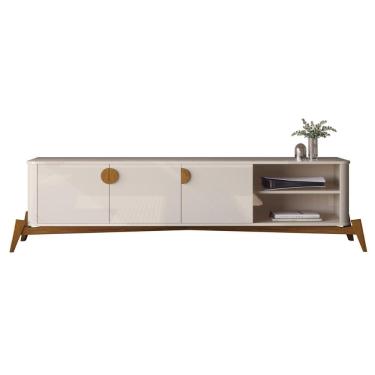 Imagem de Rack Bancada Buriti 1.8 TV Até 70 Pol. Pés de Madeira Maciça