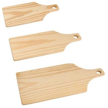 Imagem de Kit 3 Tábua carne com cabo 30x14,5 34x14,5 40x19 Cm madeira - Edal