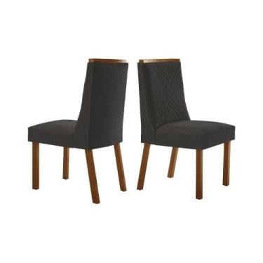 Imagem de Cadeira de Cozinha Montreal Kit 2 Un Madeira Capuccino/Suede Grafite -