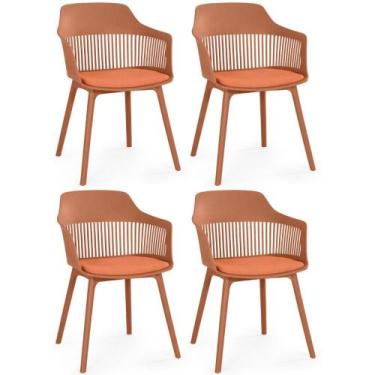 Imagem de Kit 4 Cadeiras de Jantar Estofada Marcela - Marrom - Magazine Decor