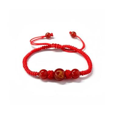 Imagem de SCRDPRAD Pulseiras de ano novo de 2025, pulseira de cobra animal do zodíaco chinês para homens e mulheres, feita à mão, tecido vermelho da sorte, qute, signo de animal do zodíaco chinês, pingente