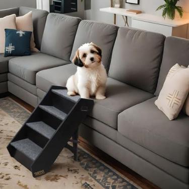 Imagem de TRIROCKS Escadas de Madeira para Animais de Estimação/Degraus para Animais de Estimação-Escadas Dobráveis de 4 Níveis para Cães E Rampa Perfeitas para Camas E Carros-Escada Portátil para Cães/Gatos De