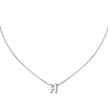 Imagem de MOMOL Colar com inicial pequena para mulheres, colar de aço inoxidável, com letras minúsculas, colar com nome personalizado, Metal, Sem Pedra Preciosa