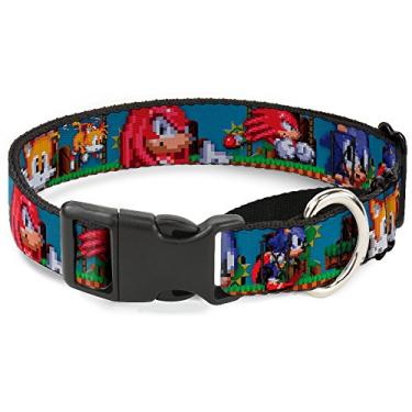 Imagem de Buckle-Down Coleira de cachorro gamarra Sonic Tails Knuckles Pixelated Pose Move 11 a 17 polegadas 1 polegadas de largura