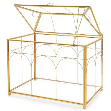 Imagem de REDHUGO Vaso de vidro preto feito à mão, terrário com tampa, mesa interna, caixa de exibição de centro de mesa, decoração moderna, recipiente de plantas de presente DIY para suculentas, cactos,