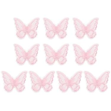 Imagem de PATIKIL 10 apliques de borboleta de renda bordada, 5 x 6,1 cm, aplique de ferro costurado em borboleta com aplique de organza de camada dupla para roupas, vestidos de casamento, bricolage, roupas,