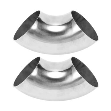 Imagem de Motoforti 2 peças 90 graus curva mandril cotovelo carro modificado tubo de escape tubulação 6.0 cm espessura OD 2mm/14GA 60x152x2mm 201 aço inoxidável 2 peças