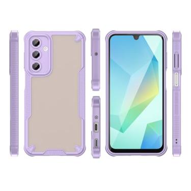 Imagem de HTXWXJC Capa para Galaxy A16, SM-A166 Samsung A16 com protetor de tela, capa rígida de policarbonato fosco translúcido à prova de choque, capa fina fina para Samsung Galaxy A16 roxo claro