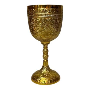 Imagem de Morcomart Taça de cálice de vinho feita à mão em latão sólido – champanhe e bebida – copo decorativo e funcional elegante para casamento, presente, decoração medieval, jantar real (ouro rosa)