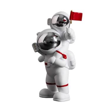 Imagem de Espaço homem escultura ornamentos artesanais bonito astronautas modelo figura de ação decoração para presente aniversário sala estar crianças, Prata E Branco, 11.5x10x20cm