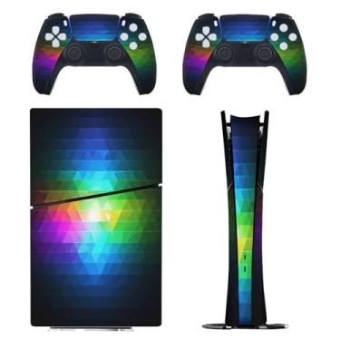 Imagem de Skin for PS5 Slim Digital Edition, capa adesiva para console e controle PlayStation 5, película protetora removível fácil de envolver acessórios de jogo decalque capa completa - padrão minimalista
