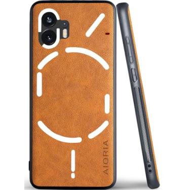 Imagem de AIORIA Capa de couro premium para celular for Nothing Phone 2 com design retrô (laranja)