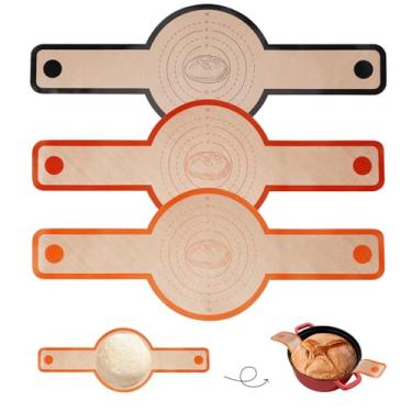 Imagem de Dizywiee estilingue de pão de silicone, conjunto de tapete de cozimento de pão antiaderente e fácil de limpar de 3 pacotes, estilingue de pão reutilizável com alça longa para transferir mass