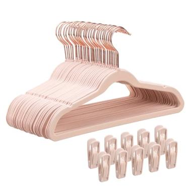 Imagem de Cabides infantis de veludo Tonwachic Pacote com 30 - Cabides infantis premium de 35,5 cm - Cabides antiderrapantes de feltro para bebês - Cabides ultrafinos e fofos para armário infantil com 10