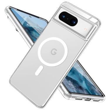 Imagem de CameCosy Capa magnética para Google Pixel 7A de 6,1 polegadas [compatível com MagSafe], design cristalino, resistente a amarelamento, fina, proteção contra quedas, à prova de choque, capa traseira de