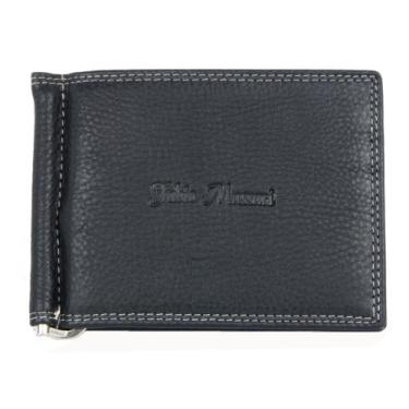 Imagem de Carteira masculina preta macia de couro agradável com bolso "dólar" Fabio Massari