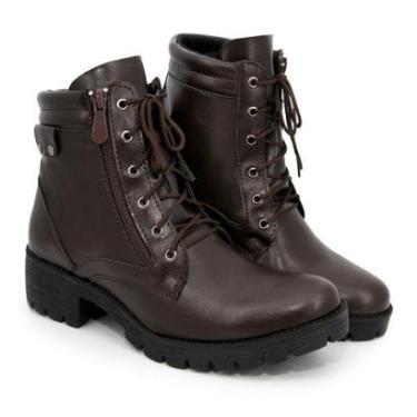 Imagem de Bota Feminina Coturno Feminino Casual Com Zíper Lateral Botinha Inverno Em Couro Macio-Feminino