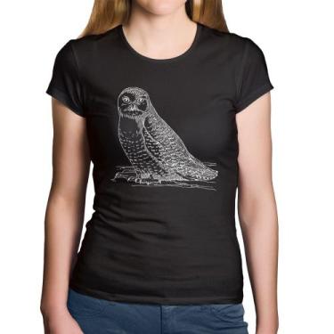 Imagem de Baby Look Algodão Coruja Traços - Foca na Moda, Preto, G