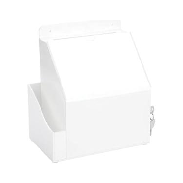 Imagem de Kuntesetty Caixa de caixa de reclamação caixa de doação acrílica com caixa de sugestão de bloqueio para mesa, Branco