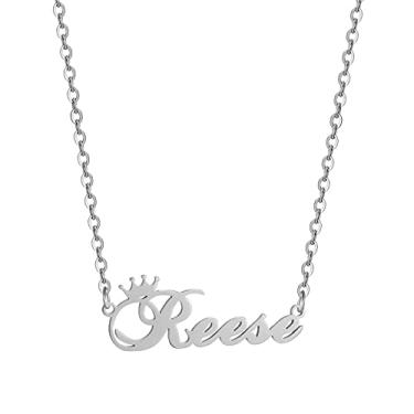 Imagem de Colar de coroa com nome personalizado, com inicial de texto personalizado, pingente de coroa para menina, colar com pingente de coroa de aço inoxidável, joia para presente para meninos