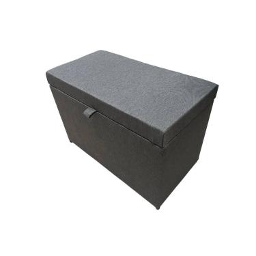 Imagem de Puff Baú Estofado Retangular C/ Pistão á Gás Em Linho - Cinza Claro