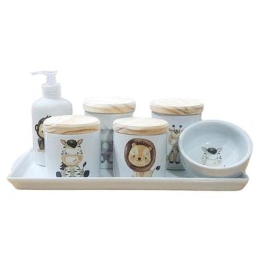 Imagem de Kit higiene bebê Safari 7 pçs - Pçs Porcelana TP Pinus - Genérico