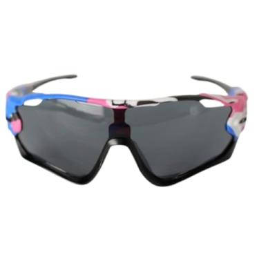 Imagem de Óculos de Sol para Ciclismo Esportivo SYANG - Proteção UV, Lentes Polarizadas e Armação Durável | Modelo Preto UV400 (AZUL BRANCO E ROSA)