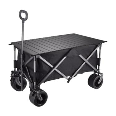 Imagem de carroça Carrinho de vagão simples com rodas, carrinho utilitário dobrável para praia, salão ao ar livre, vagão de praia, 150kg/331lb, capacidade de peso dobrável