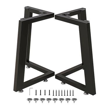 Imagem de ADYLEGS Pernas de mesa de centro de 40,6 cm, base de mesa de café, pernas pretas de banco, pernas de mesa laterais, pernas de metal para móveis, conjunto com 2 (forma V)