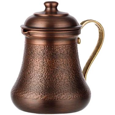 Imagem de DEMMEX Caneca de cobre sólido de 1 mm de espessura com tampa, jarra pessoal, cobre puro sem forro sem revestimento, 100% feita à mão, 473 ml