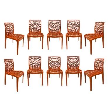 Imagem de Kit 10 Cadeiras Gruvyer Terracota Cafeteria Restaurante Hamburgueria S