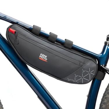 Imagem de KEMIMOTO Bolsa para quadro de bicicleta, bolsa de tubo superior de bicicleta, zíperes duplos, pacote de ferramentas de armazenamento de triângulo resistente à água de 3,5 L para estrada BMX MTB