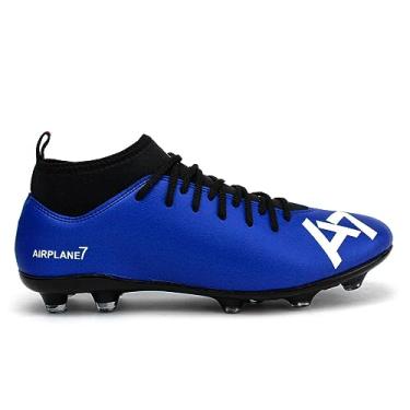 Imagem de Chuteira Botinha A7 Futebol Campo Gramado Com Travas (Azul, BR, Adulto, Numérico, 36)