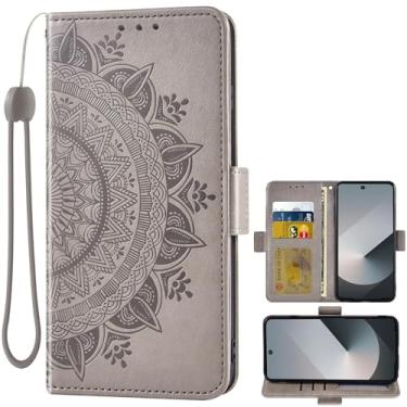 Imagem de Asuwish Capa de telefone para Samsung Galaxy Z Fold 6 5G 2024 carteira porta-cartão de crédito flip bolsa alça de pulso suporte acessórios para celular ZFold6 Z6 G Fold6 6Z feminino cinza