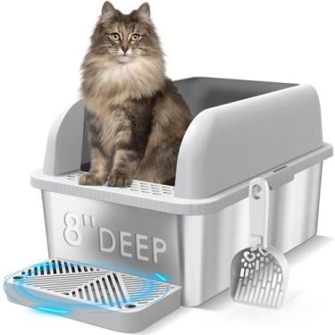 Imagem de Caixa de Areia para Gatos Suzzipaws 8 Deep XL em Aço Inoxidável com Ta